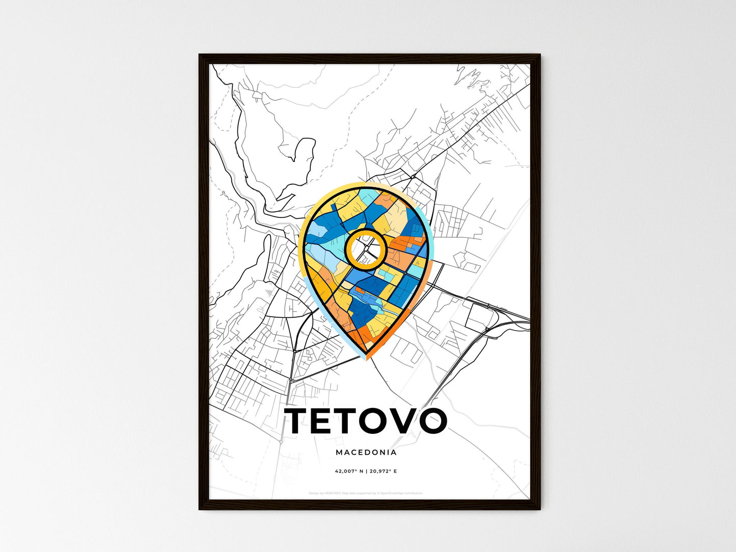 Tetovo North Macedonia wedding art map with pointer icon