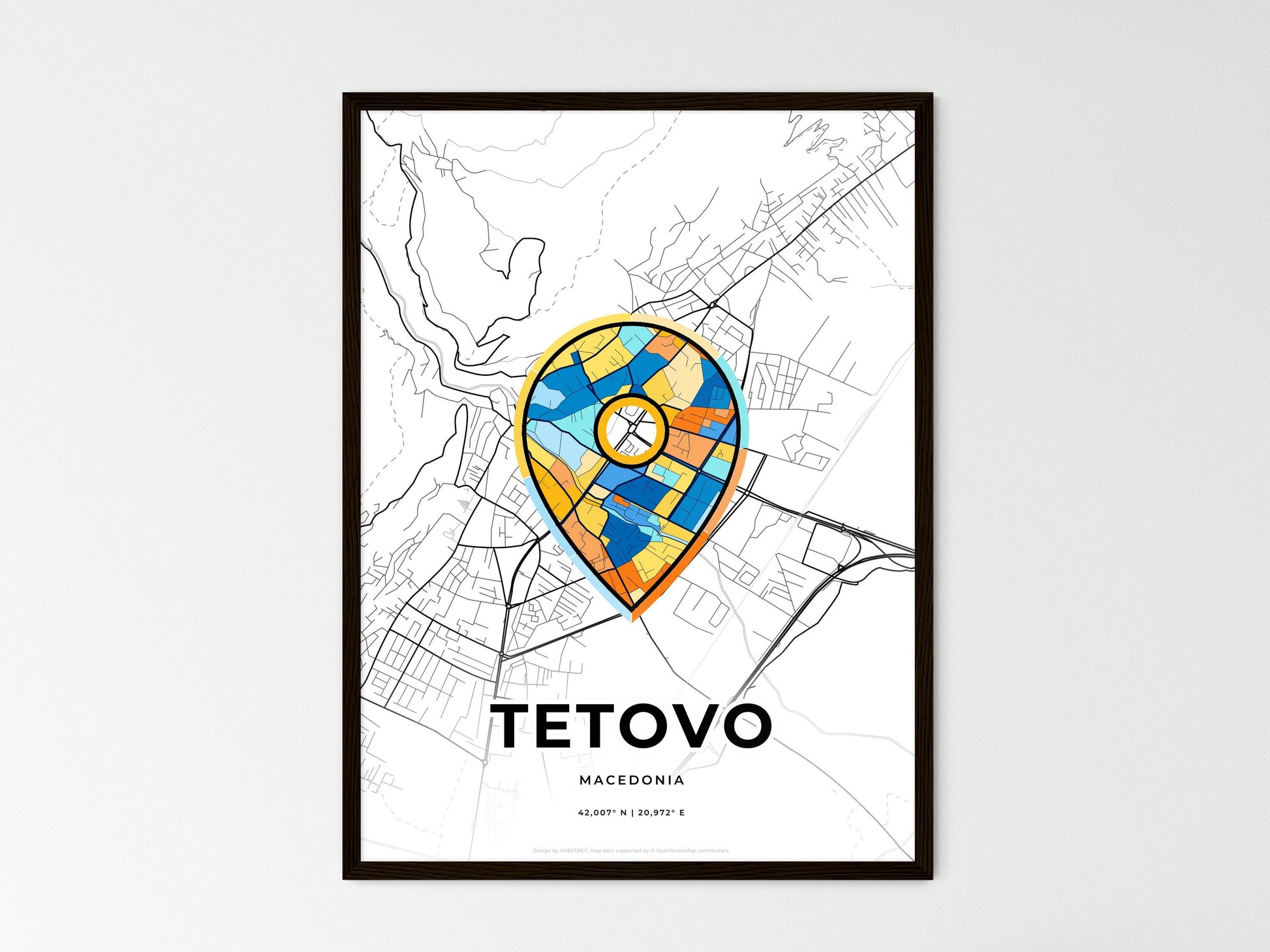 Tetovo North Macedonia wedding art map with pointer icon
