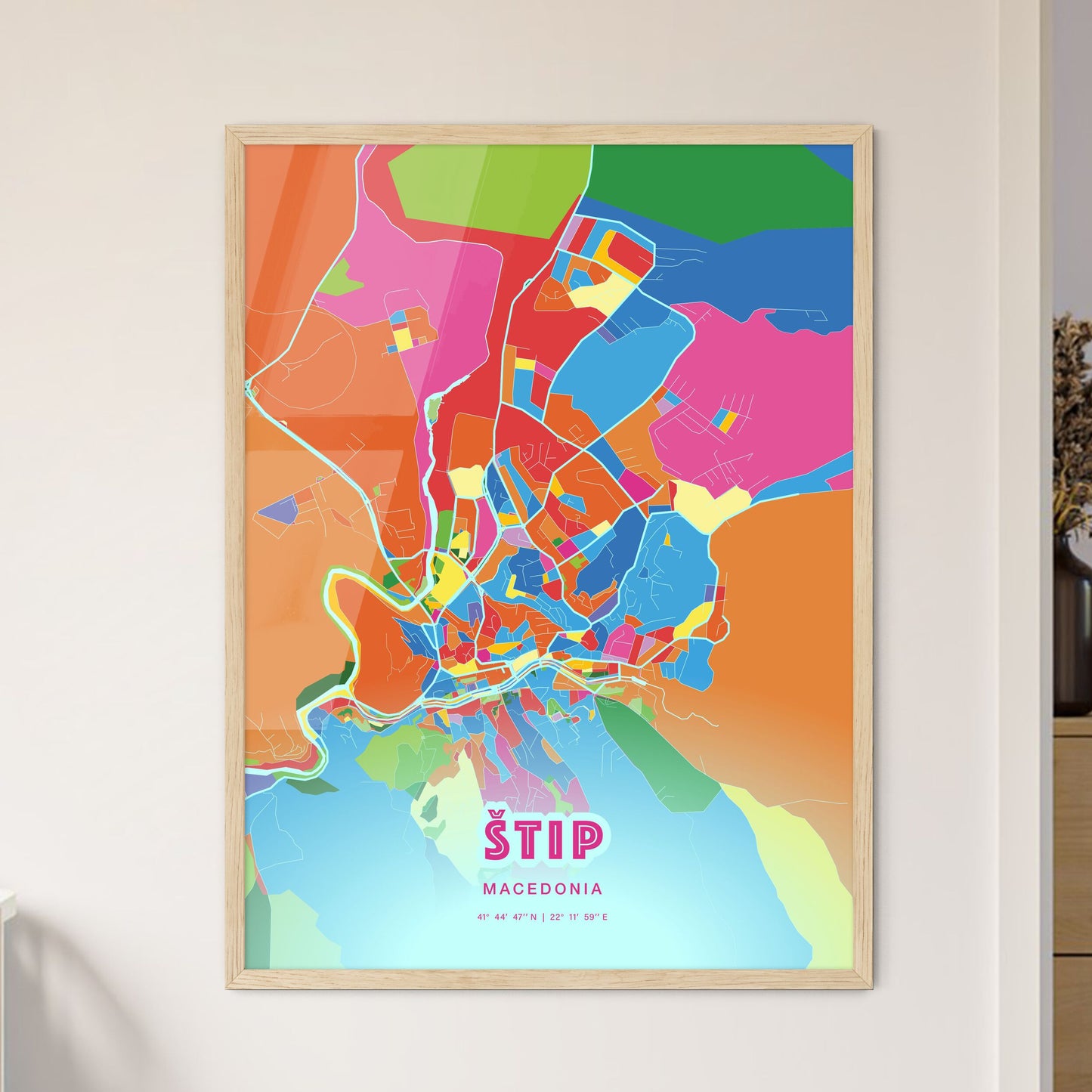 Colorful ŠTIP NORTH MACEDONIA Fine Art Map Crazy Colors