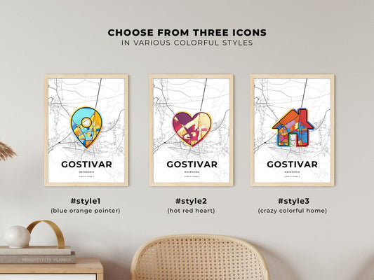 Gostivar North Macedonia maps with colorful icons