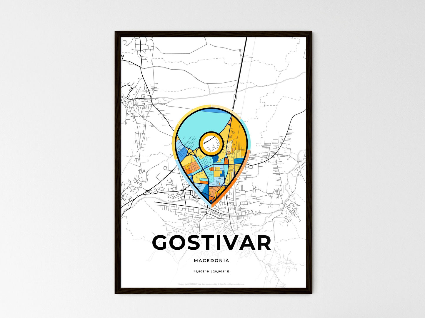 Gostivar North Macedonia wedding art map with pointer icon