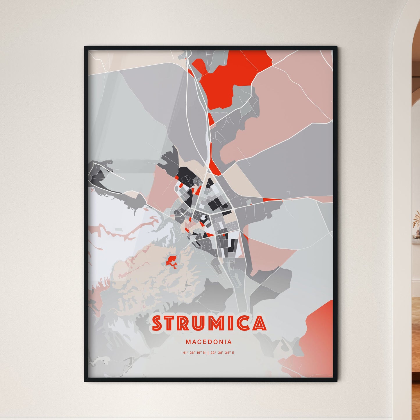 Colorful STRUMICA NORTH MACEDONIA Fine Art Map Modern