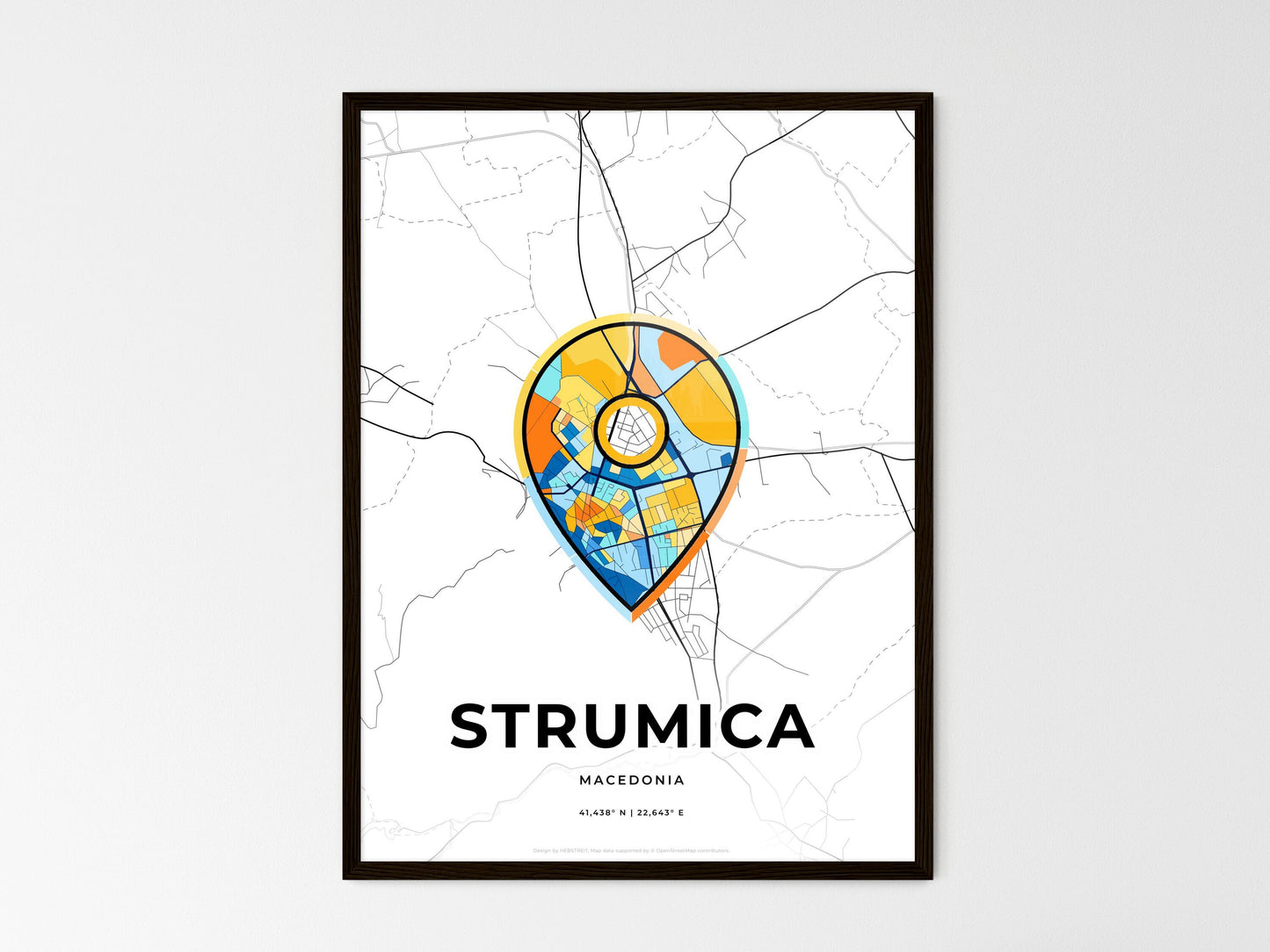 Strumica North Macedonia wedding art map with pointer icon