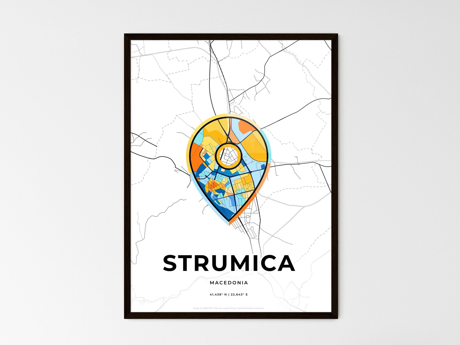 Strumica North Macedonia wedding art map with pointer icon