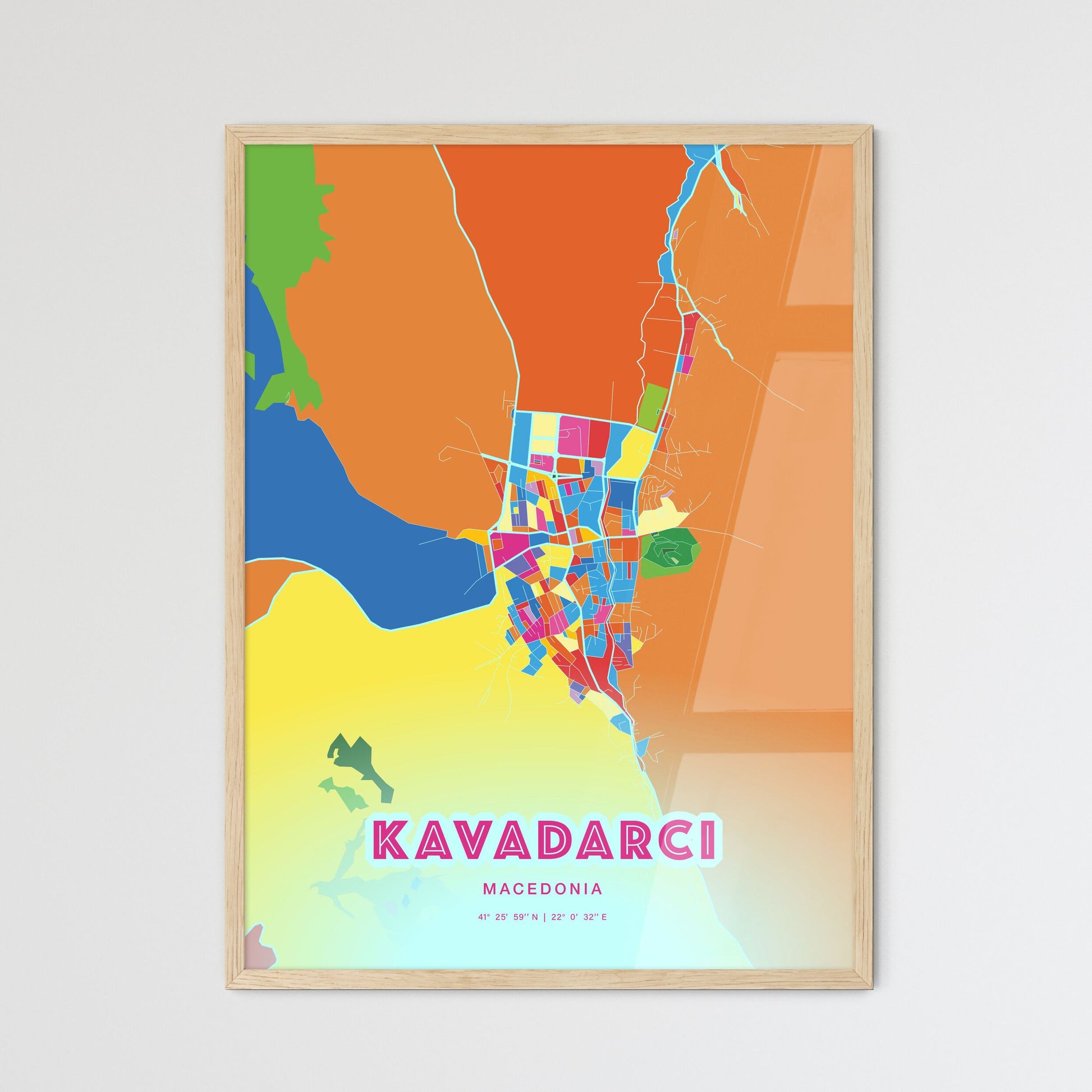 Colorful KAVADARCI NORTH MACEDONIA Fine Art Map Crazy Colors