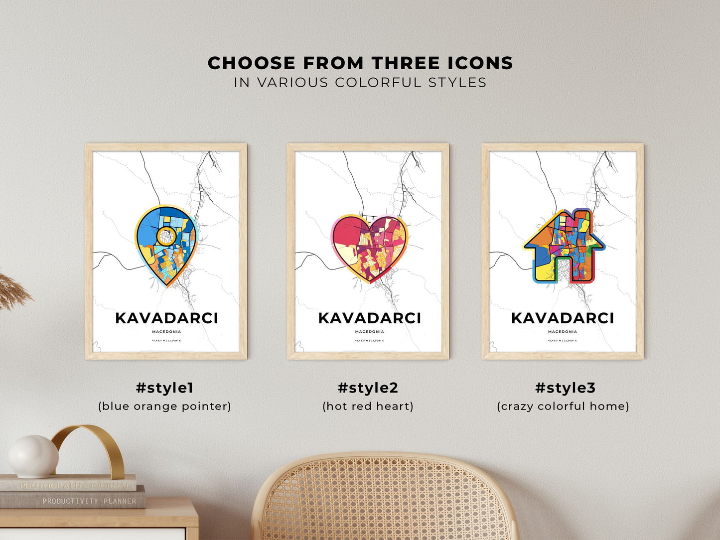 Kavadarci North Macedonia maps with colorful icons