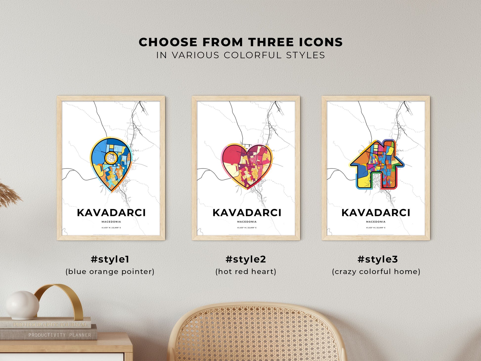 Kavadarci North Macedonia maps with colorful icons