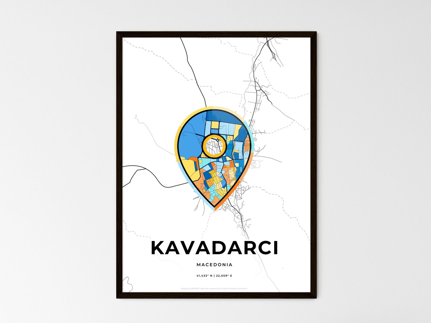 Kavadarci North Macedonia wedding art map with pointer icon