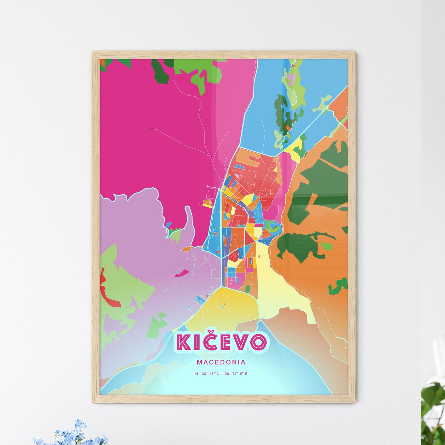 Colorful KIČEVO NORTH MACEDONIA Fine Art Map Crazy Colors