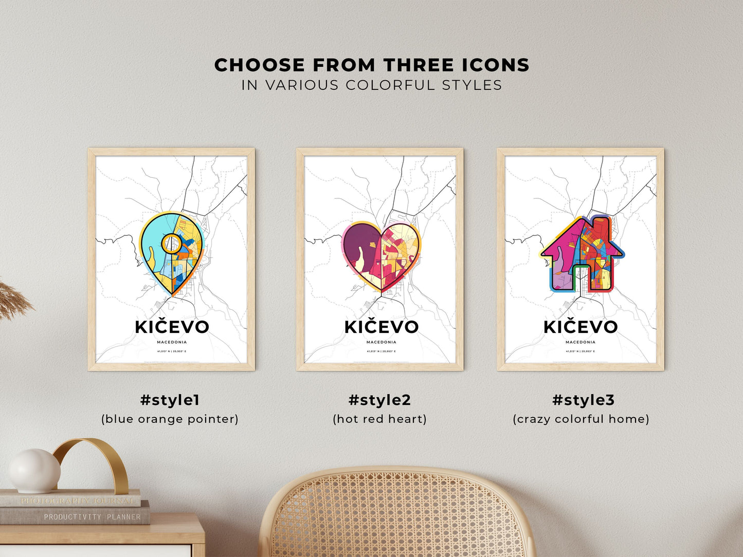 Kičevo North Macedonia maps with colorful icons
