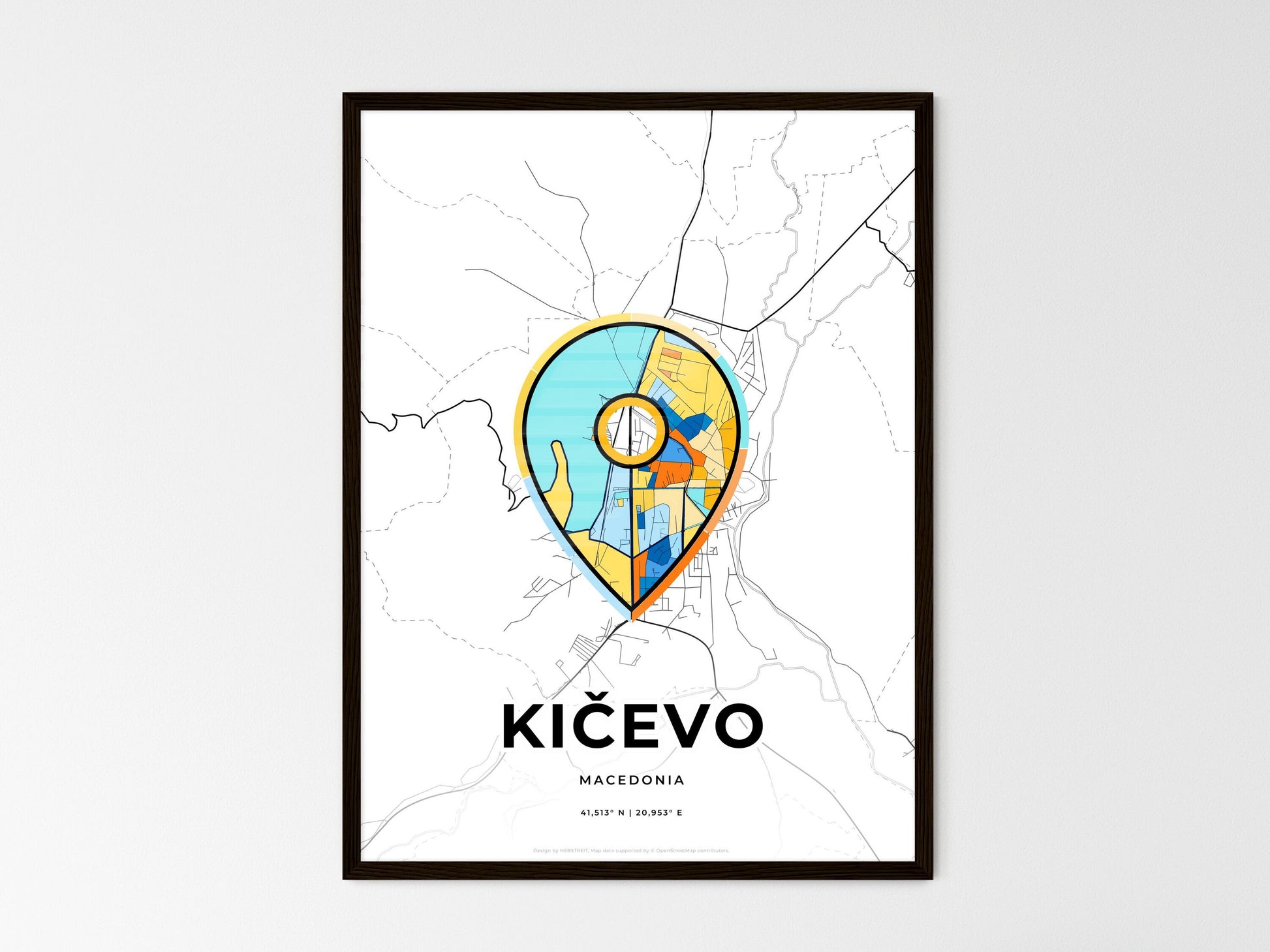 Kičevo North Macedonia wedding art map with pointer icon