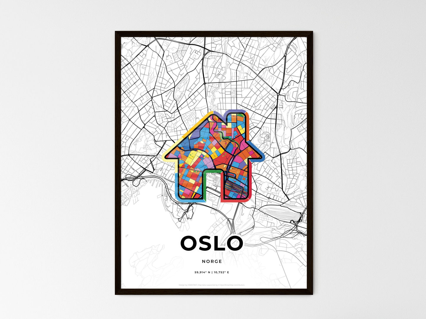 Oslo Norway wedding art map with home icon