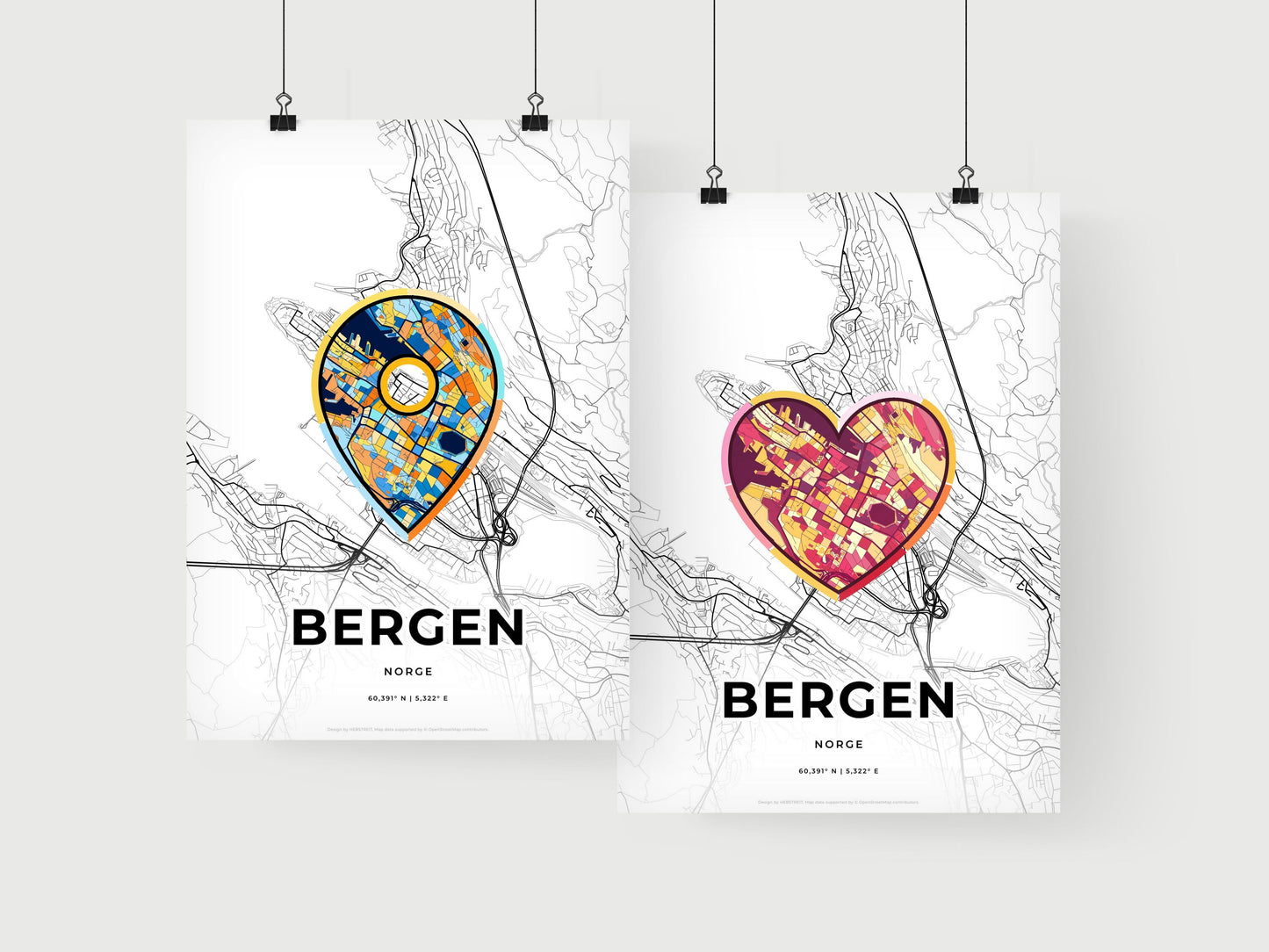 Bergen Norway art print for couples