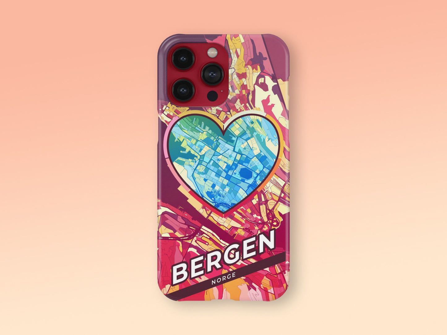 Bergen Norway slim phone case with colorful icon. Birthday, wedding or housewarming gift. Couple match cases. 2