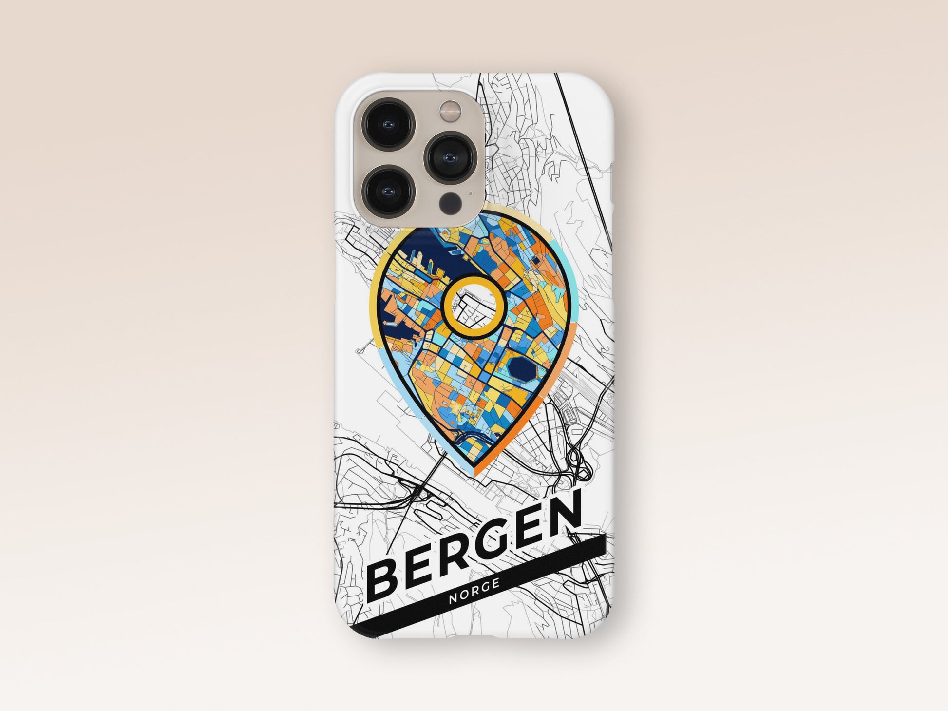 Bergen Norway slim phone case with colorful icon. Birthday, wedding or housewarming gift. Couple match cases. 1