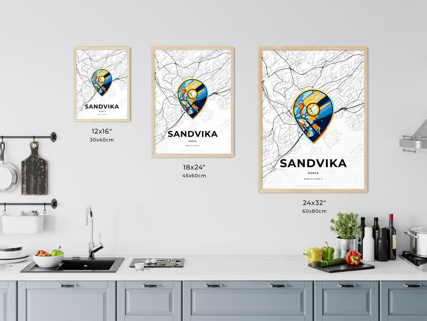 Sandvika Norway art map size chart