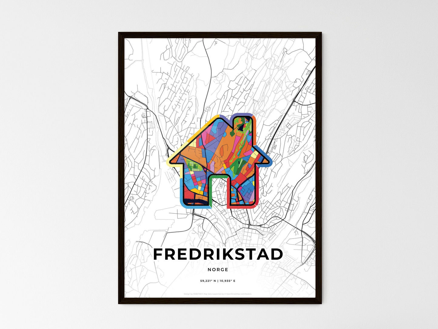 Fredrikstad Norway wedding art map with home icon