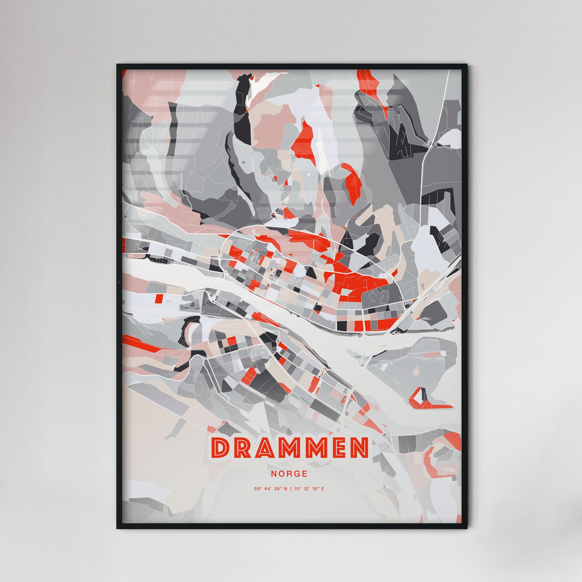 Colorful DRAMMEN NORWAY Fine Art Map Modern