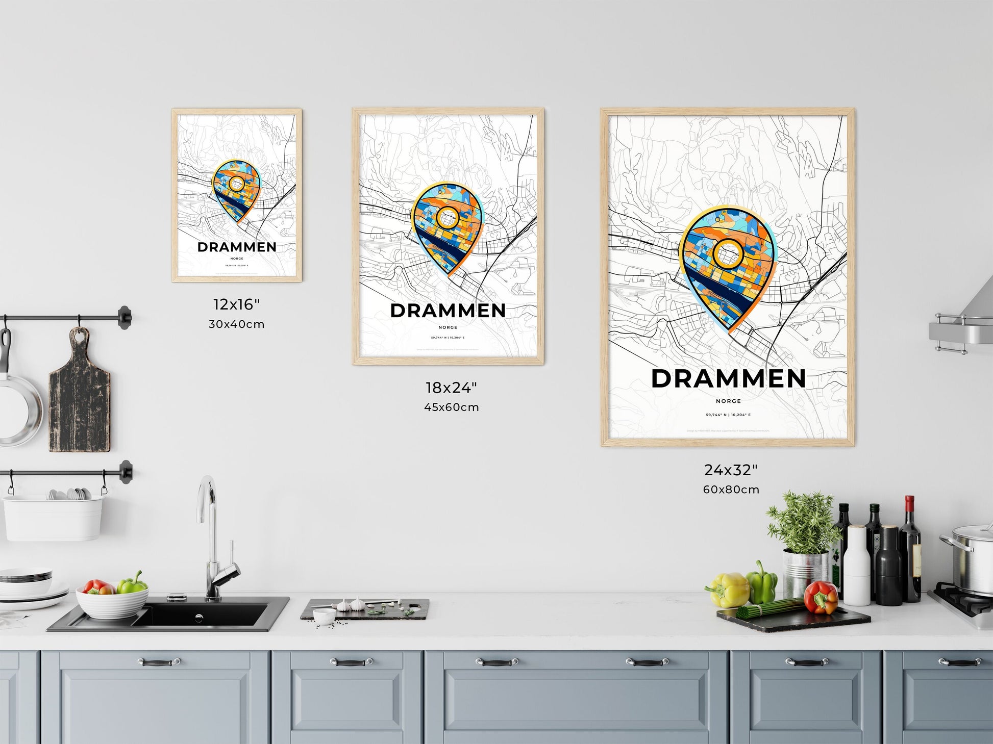 Drammen Norway art map size chart