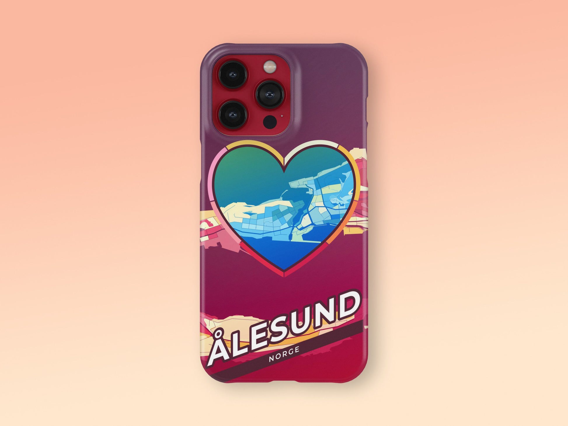 Ålesund Norway slim phone case with colorful icon. Birthday, wedding or housewarming gift. Couple match cases. 2