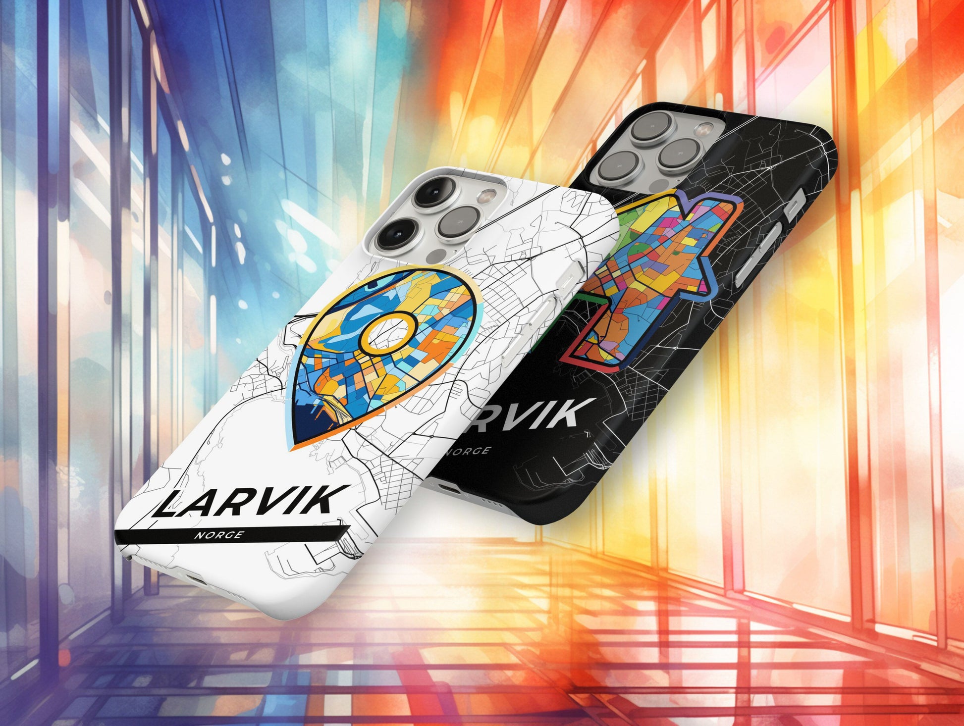 Larvik Norway slim phone case with colorful icon. Birthday, wedding or housewarming gift. Couple match cases.
