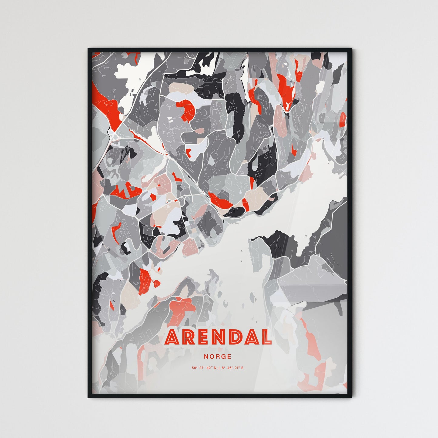 Colorful ARENDAL NORWAY Fine Art Map Modern