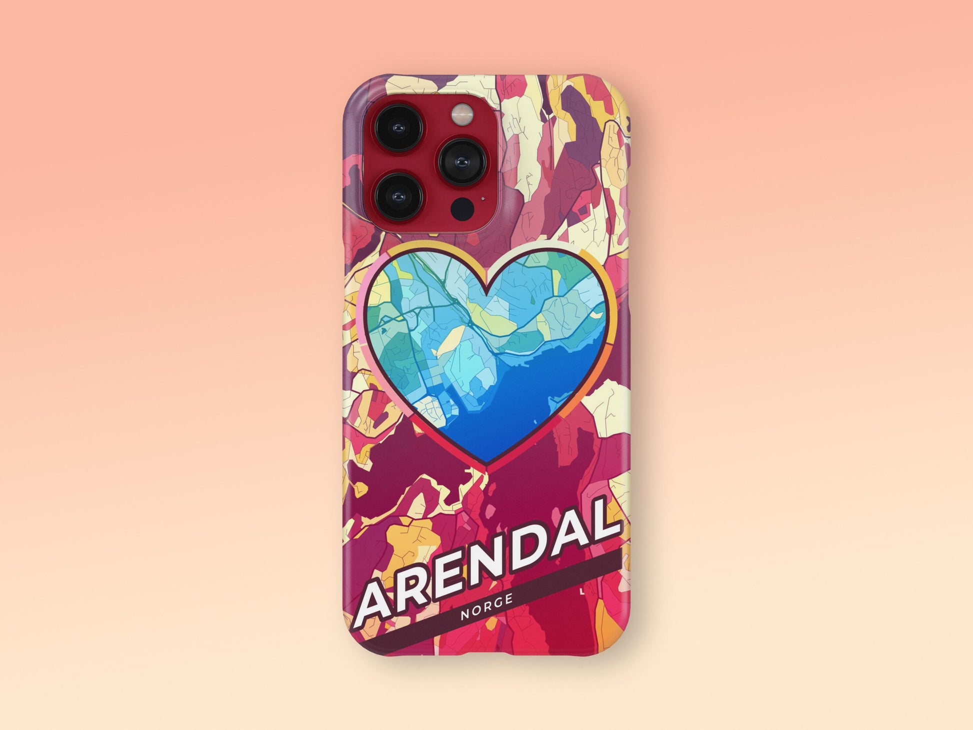 Arendal Norway slim phone case with colorful icon. Birthday, wedding or housewarming gift. Couple match cases. 2