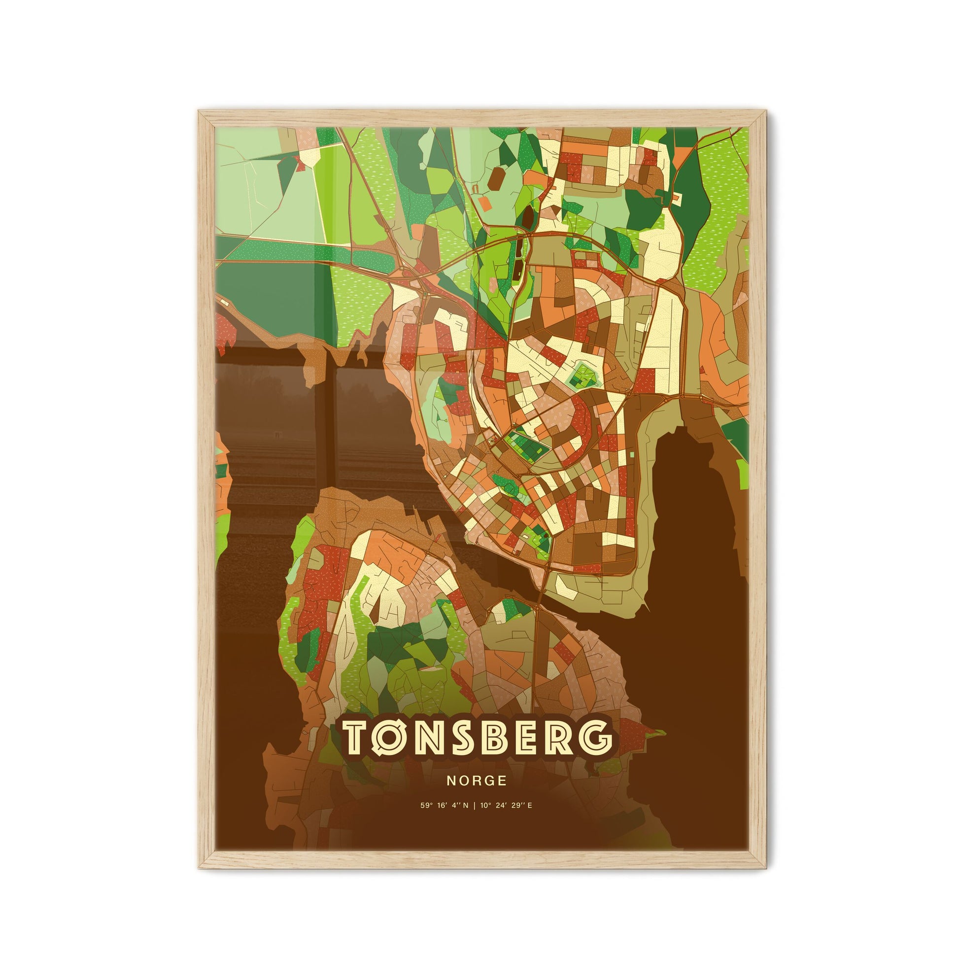 Colorful TØNSBERG NORWAY Fine Art Map Farmhouse