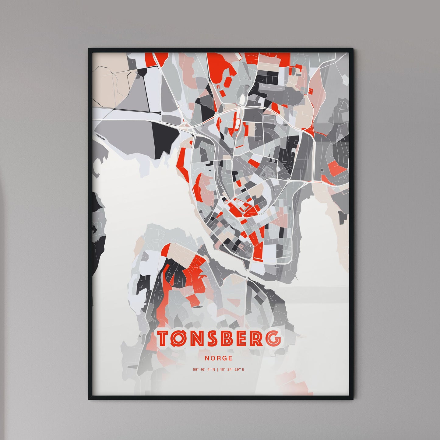 Colorful TØNSBERG NORWAY Fine Art Map Modern