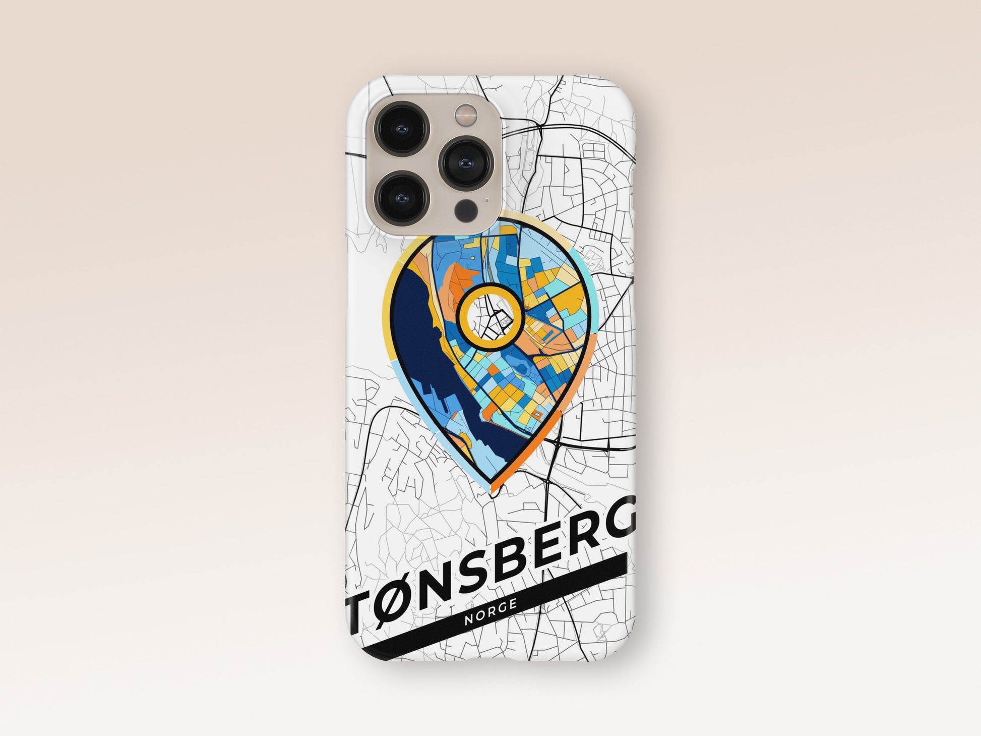 Tønsberg Norway slim phone case with colorful icon 1