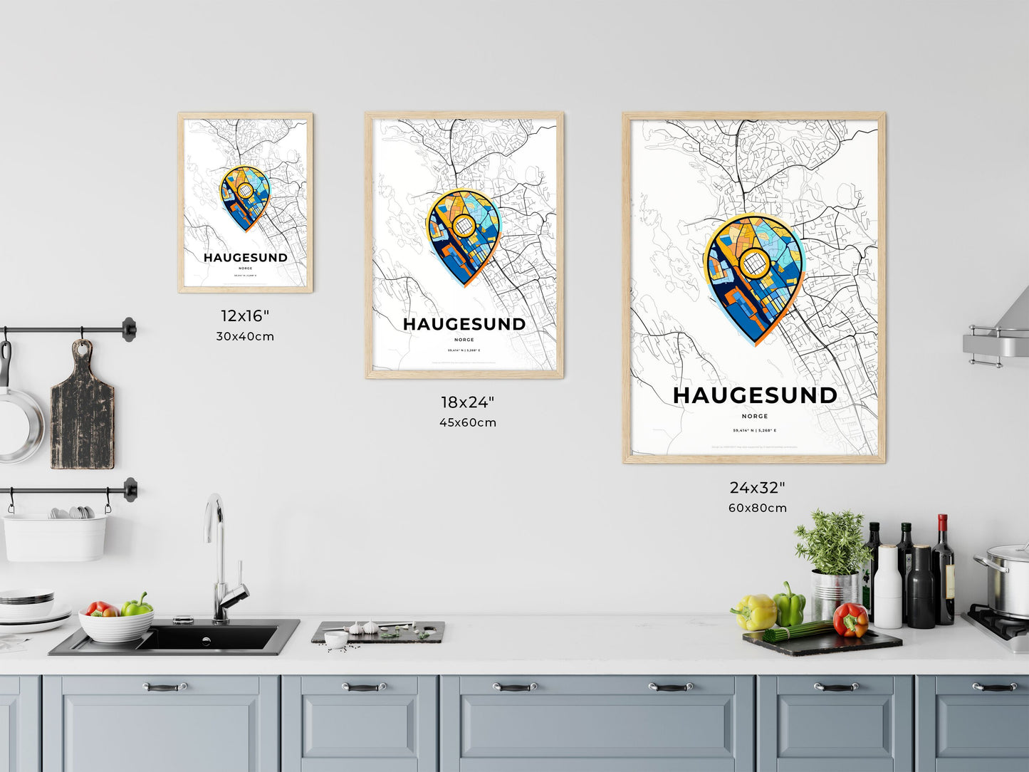 Haugesund Norway art map size chart