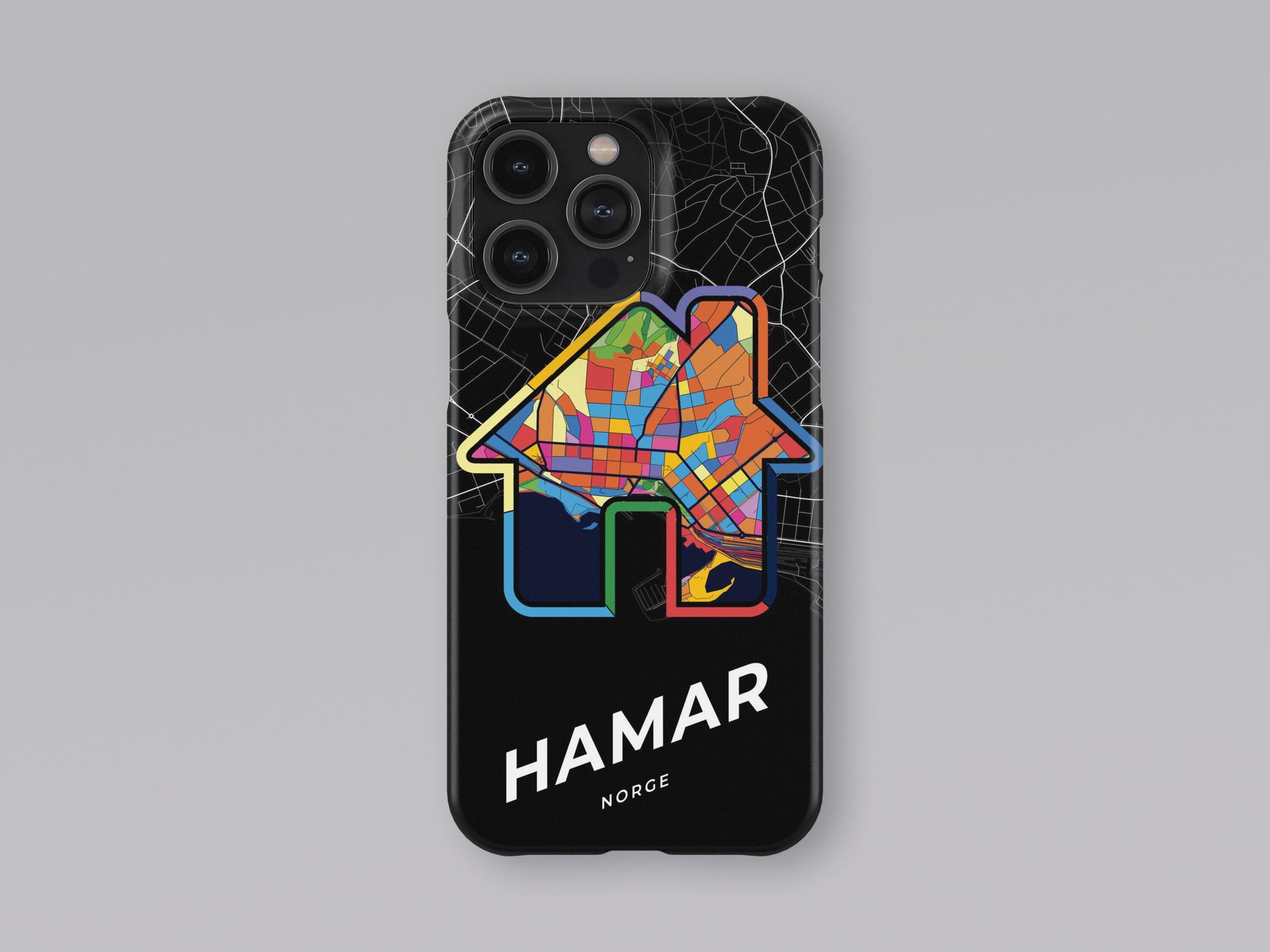 Hamar Norway slim phone case with colorful icon. Birthday, wedding or housewarming gift. Couple match cases. 3