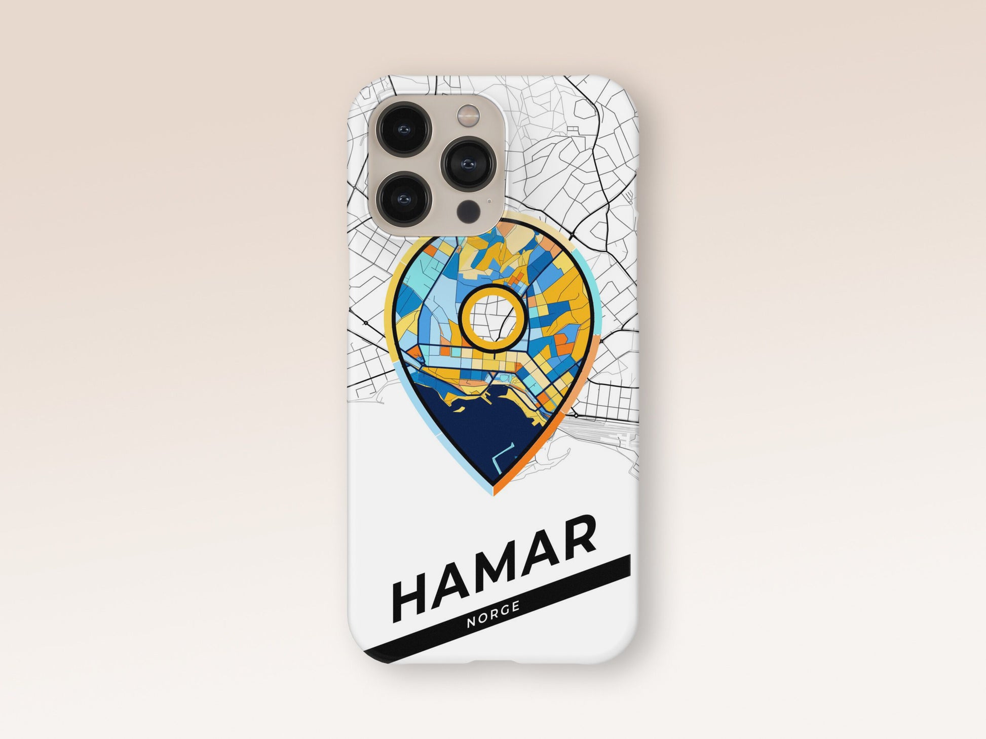 Hamar Norway slim phone case with colorful icon. Birthday, wedding or housewarming gift. Couple match cases. 1