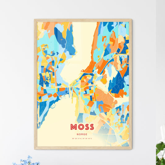Colorful MOSS NORWAY Fine Art Map Blue Orange