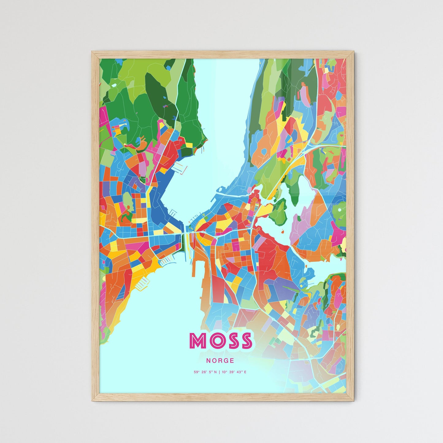 Colorful MOSS NORWAY Fine Art Map Crazy Colors