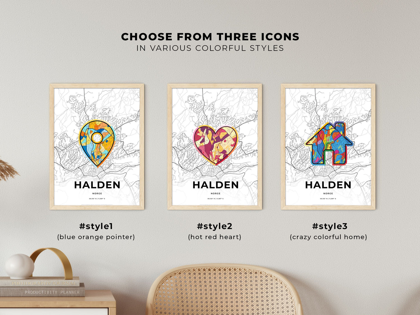 Halden Norway maps with colorful icons
