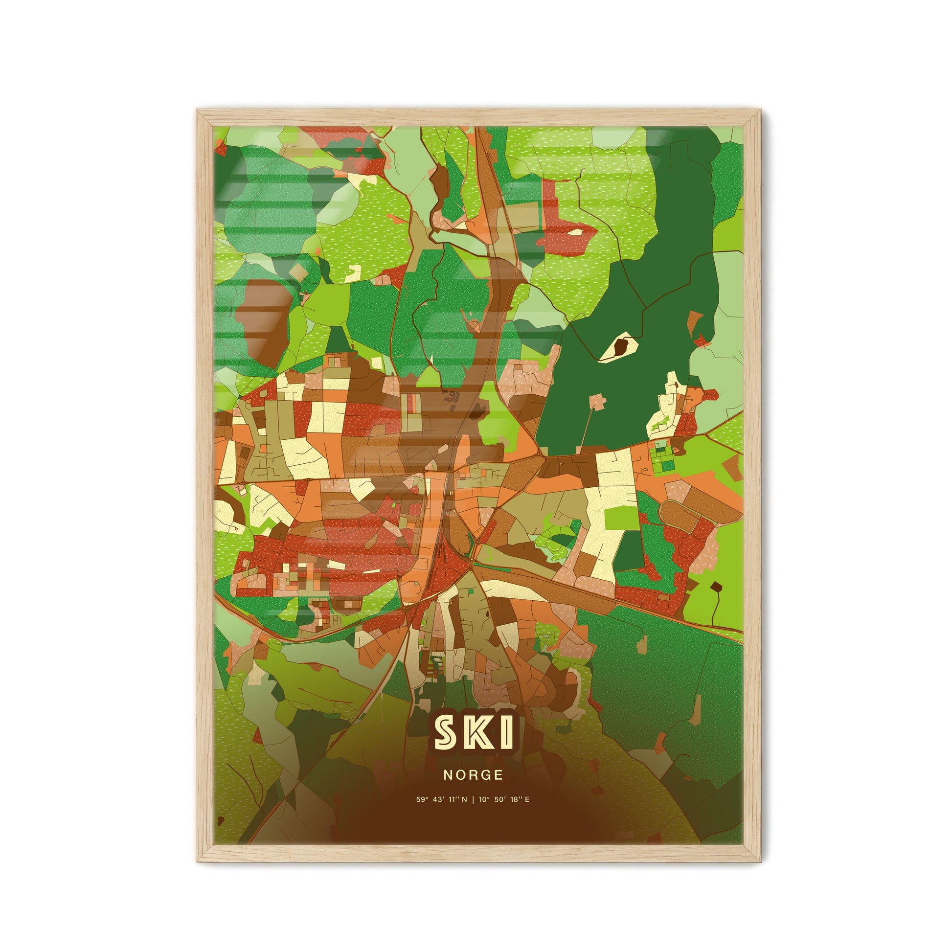 Colorful SKI NORWAY Fine Art Map Farmhouse