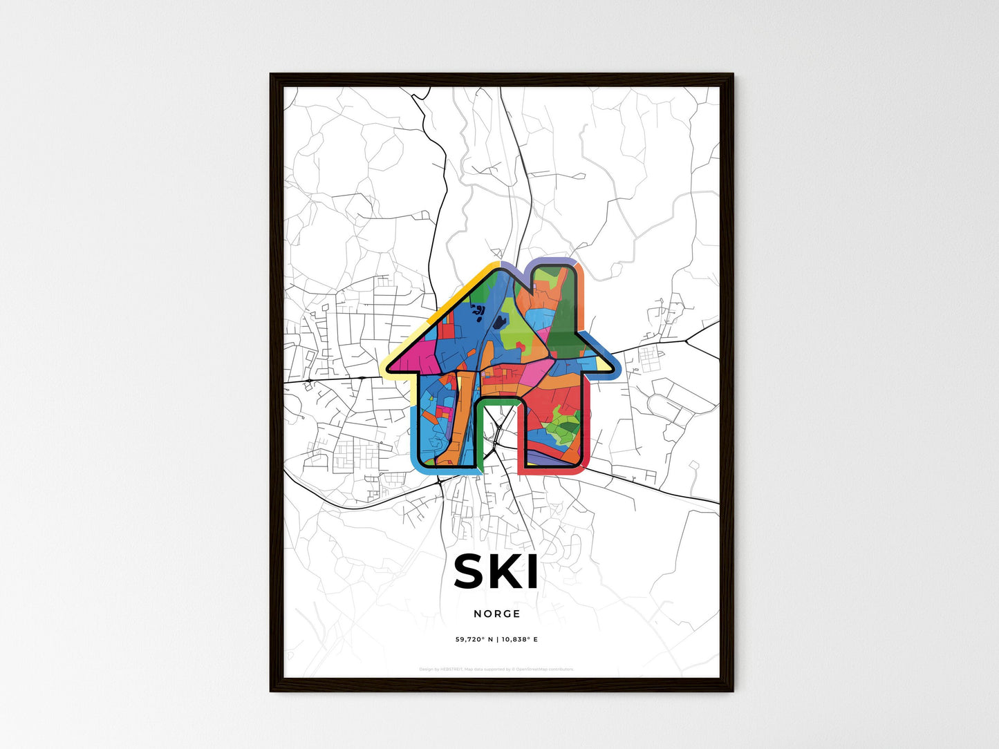 Ski Norway wedding art map with home icon
