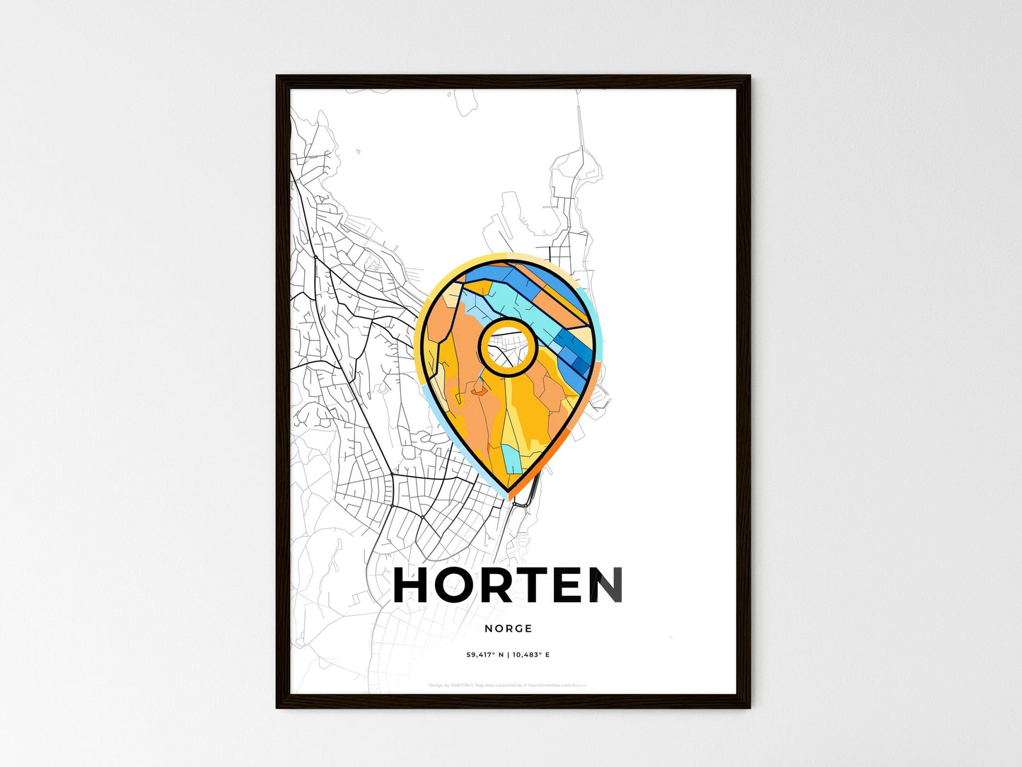 Horten Norway wedding art map with pointer icon