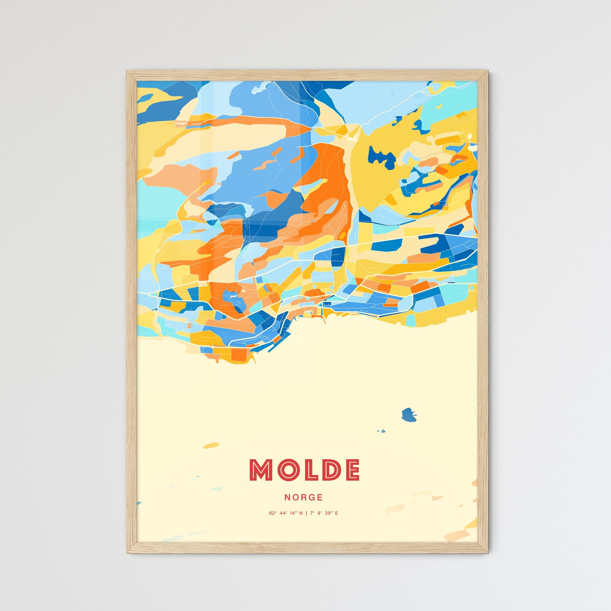 Colorful MOLDE NORWAY Fine Art Map Blue Orange