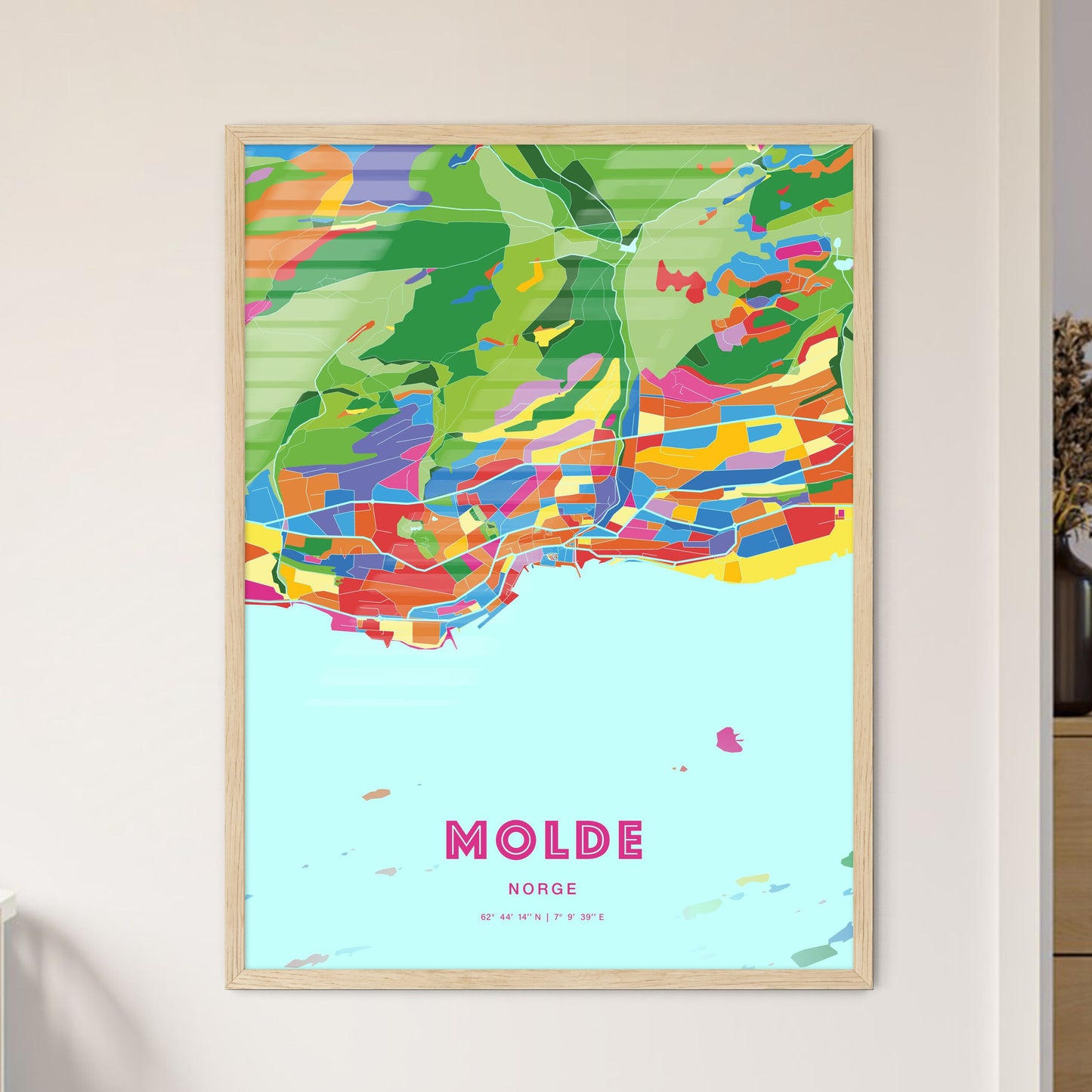 Colorful MOLDE NORWAY Fine Art Map Crazy Colors