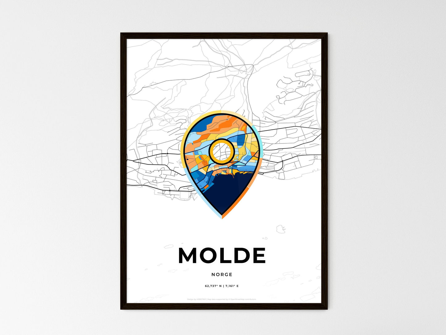 Molde Norway wedding art map with pointer icon