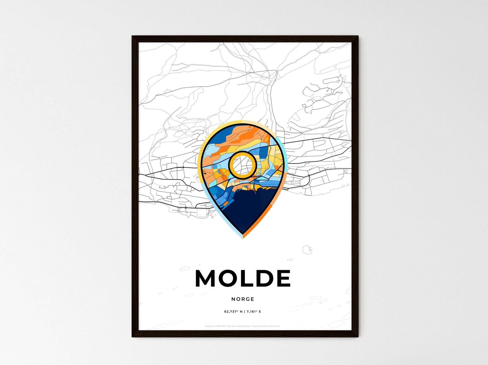 Molde Norway wedding art map with pointer icon