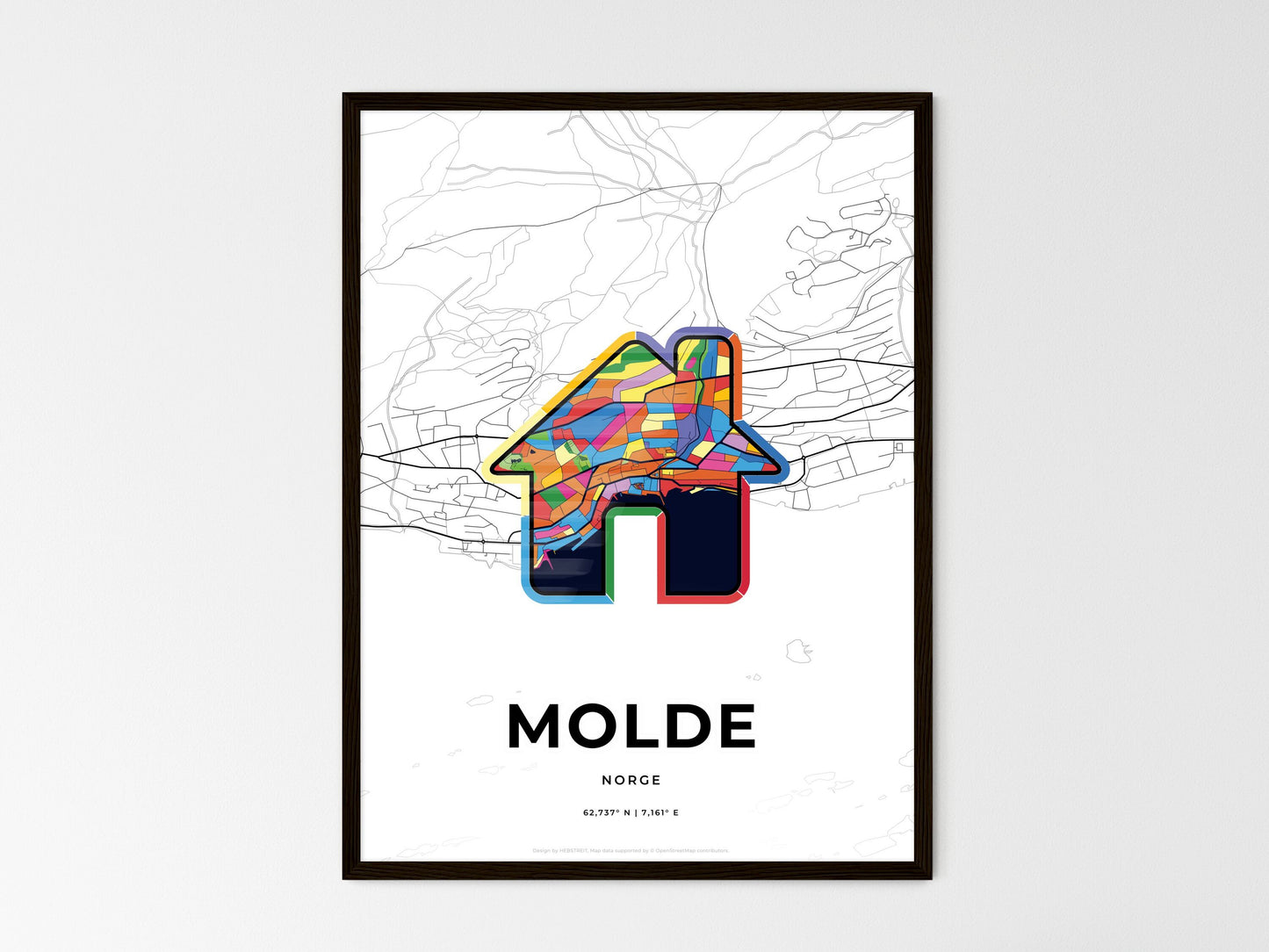 Molde Norway wedding art map with home icon
