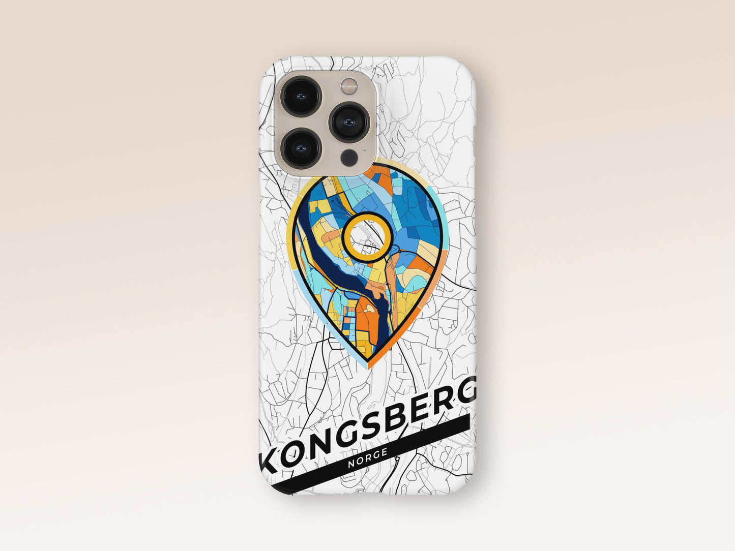 Kongsberg Norway slim phone case with colorful icon. Birthday, wedding or housewarming gift. Couple match cases. 1