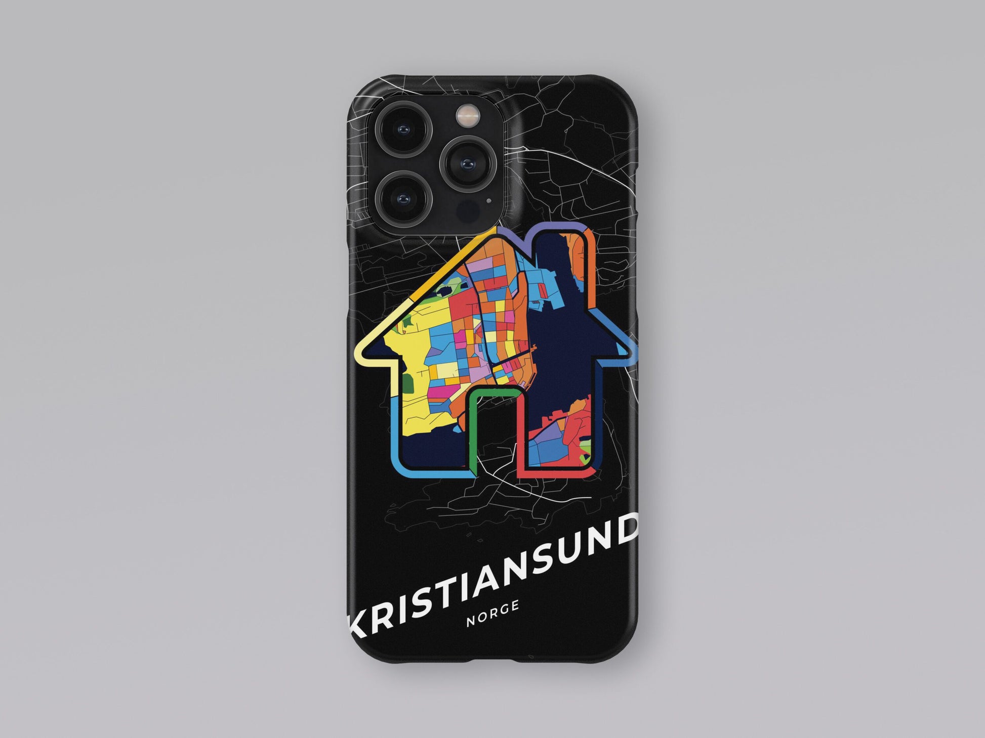 Kristiansund Norway slim phone case with colorful icon. Birthday, wedding or housewarming gift. Couple match cases. 3