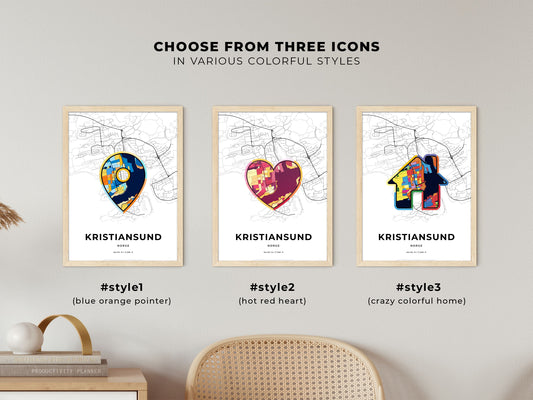 Kristiansund Norway maps with colorful icons