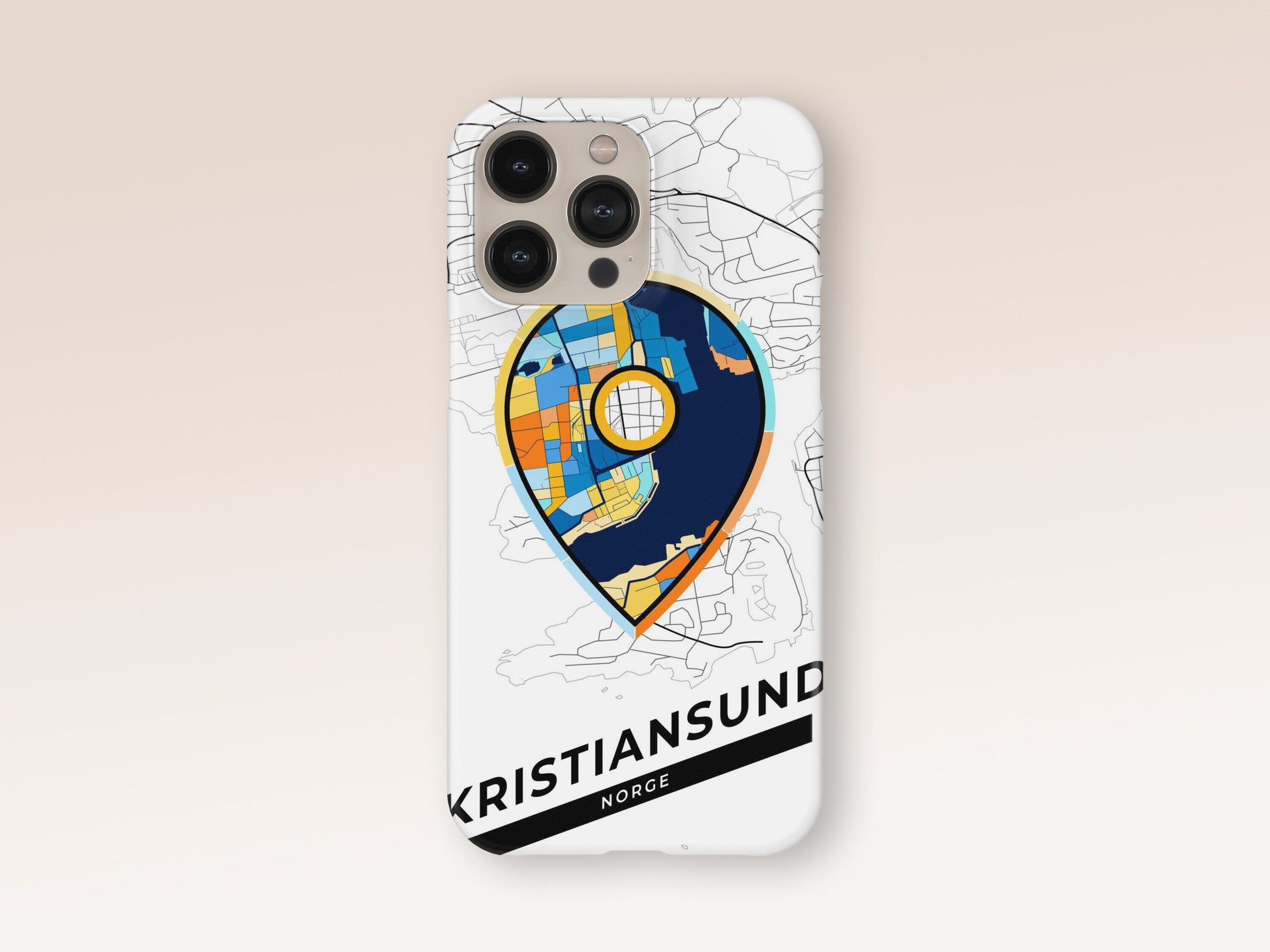 Kristiansund Norway slim phone case with colorful icon. Birthday, wedding or housewarming gift. Couple match cases. 1