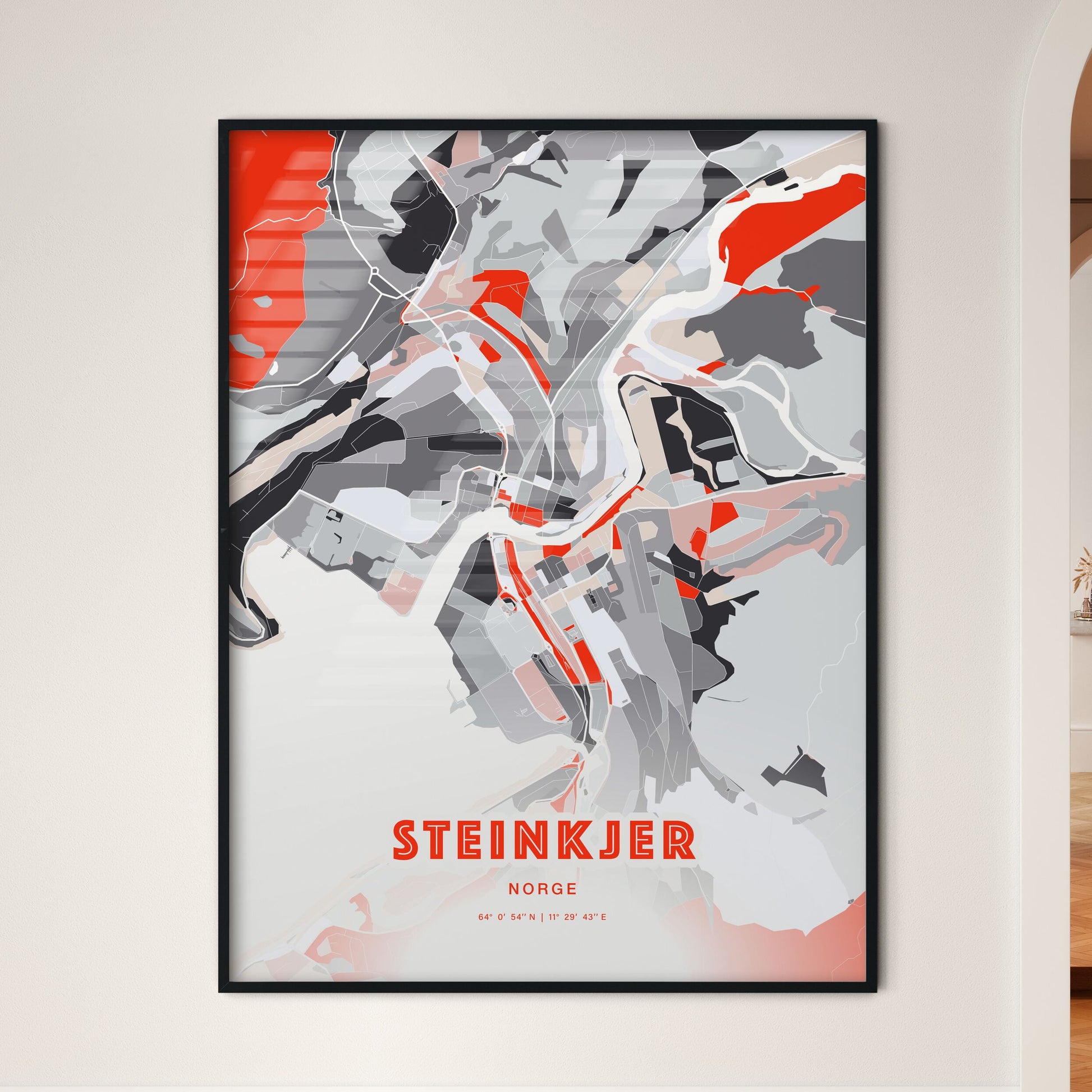 Colorful STEINKJER NORWAY Fine Art Map Modern