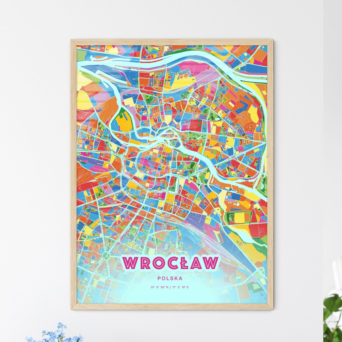 Colorful WROCŁAW POLAND Fine Art Map Crazy Colors